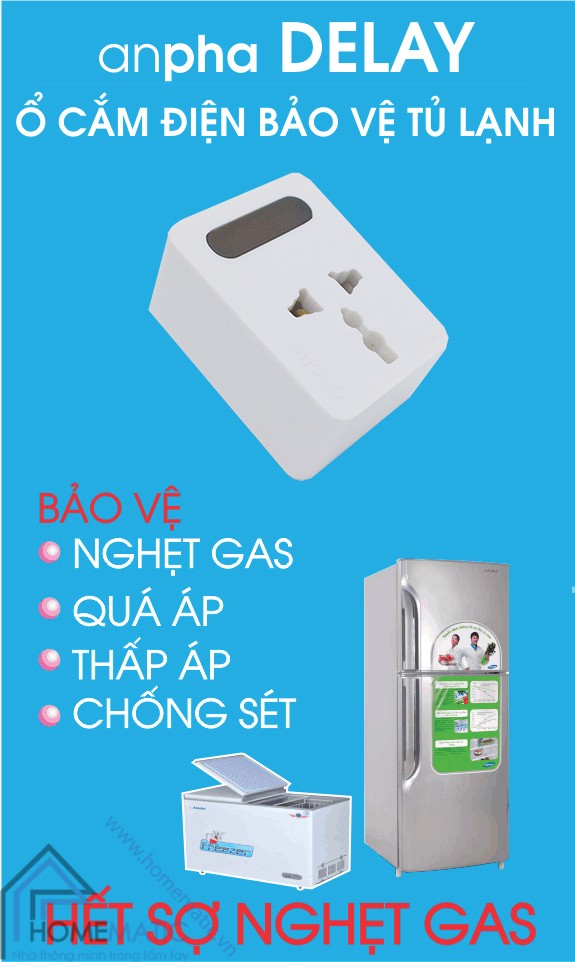 ổ cắm điện bảo vệ tủ lạnh anpha delay