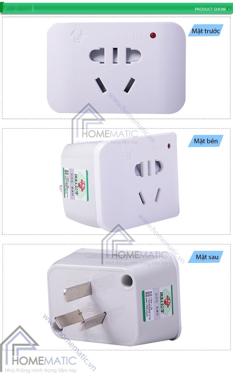 Ổ cắm điện chống sét Bull GN-H1010