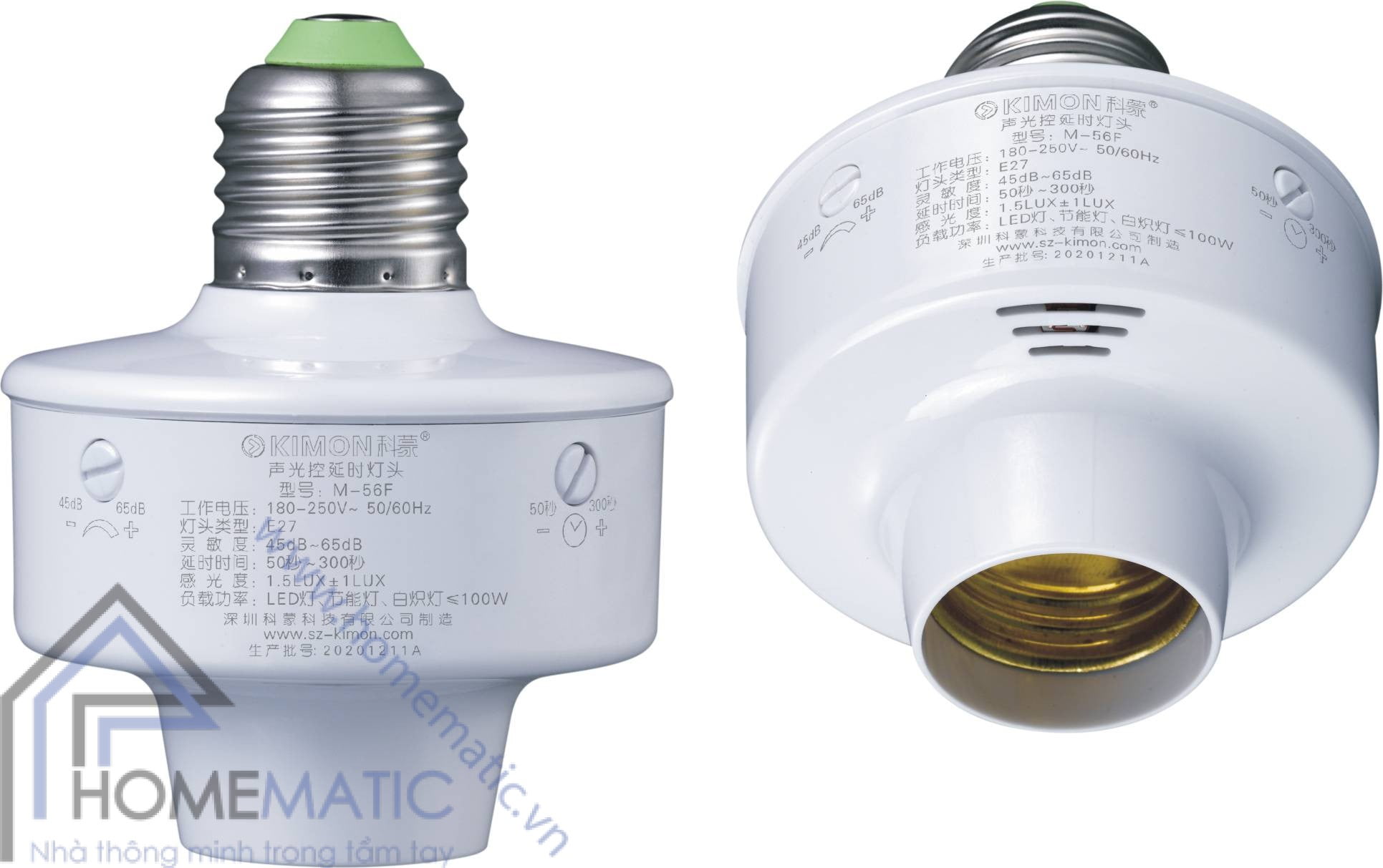 Đui đèn cảm ứng âm thanh ánh sáng Kimon M-56F