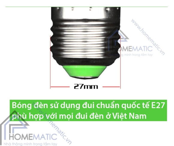 Bóng đèn LED sử dụng đui xoáy chuẩn quốc tế E27