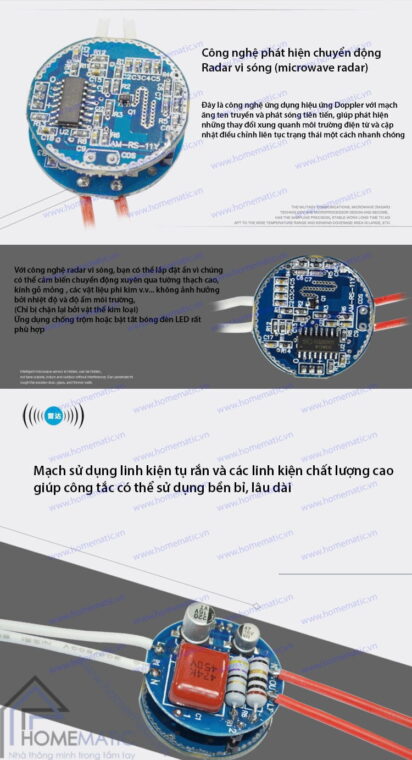 Công tắc cảm biến radar vi sóng và ánh sáng Allmay AM-RS-10Y