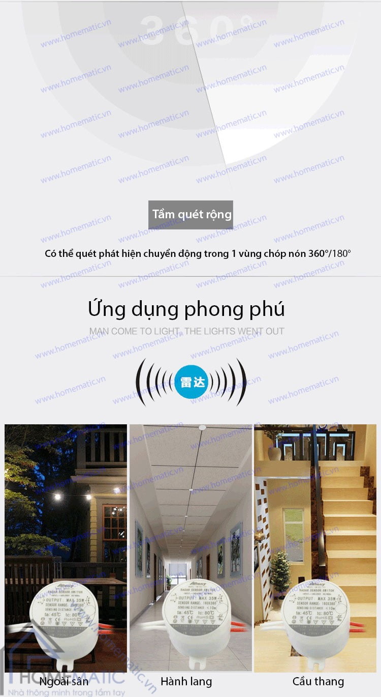 Công tắc cảm biến radar vi sóng và ánh sáng Allmay AM-RS-10Y