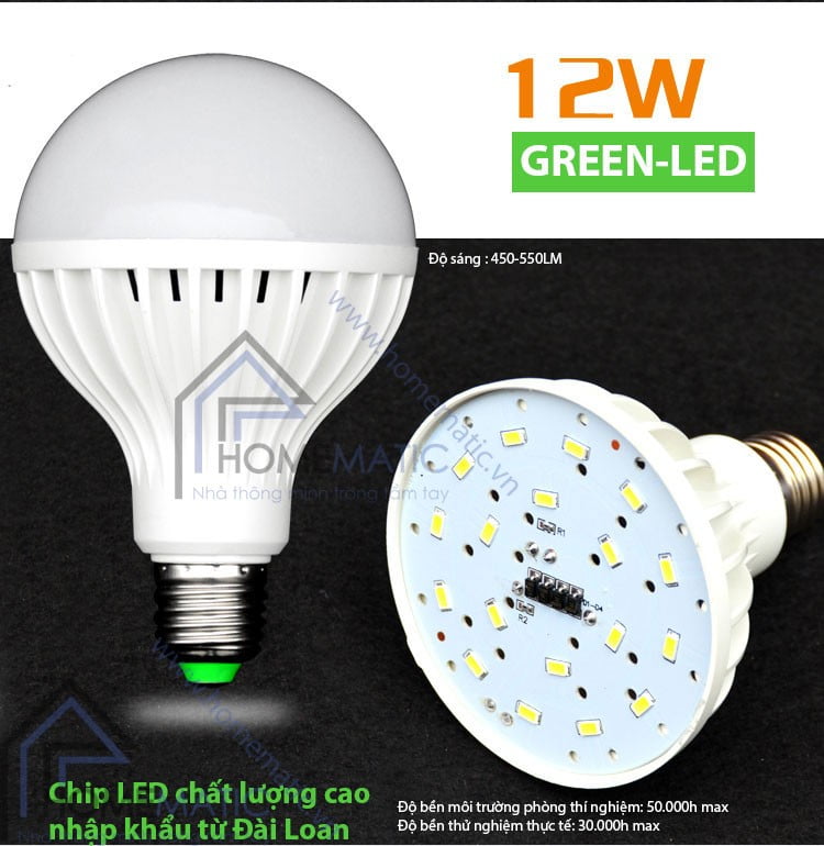Bóng đèn LED siêu tiết kiện điện GREEN-LED 12W