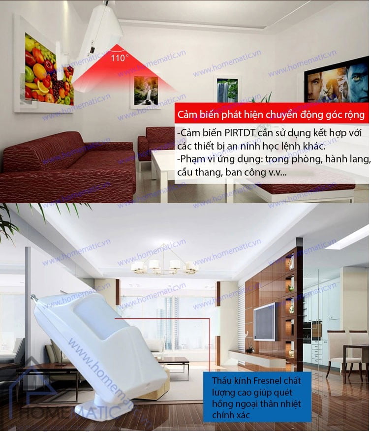 Cảm biến chuyển động hồng ngoại thân nhiệt phát sóng RF PIRDT315