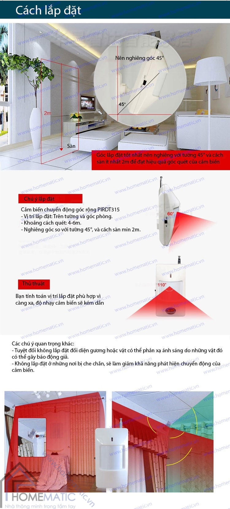 Cảm biến chuyển động hồng ngoại thân nhiệt phát sóng RF PIRDT315