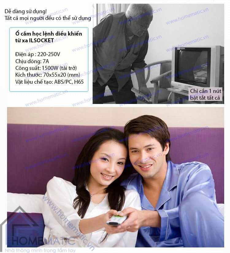Ổ cắm điều khiển từ xa bằng remote hồng ngoại ILSOCKET