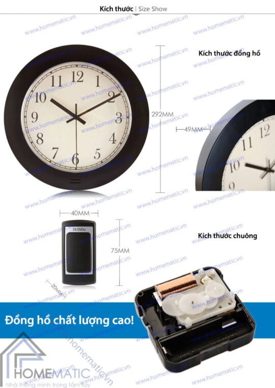 Chuông không dây kết hợp đồng hồ BY-911S