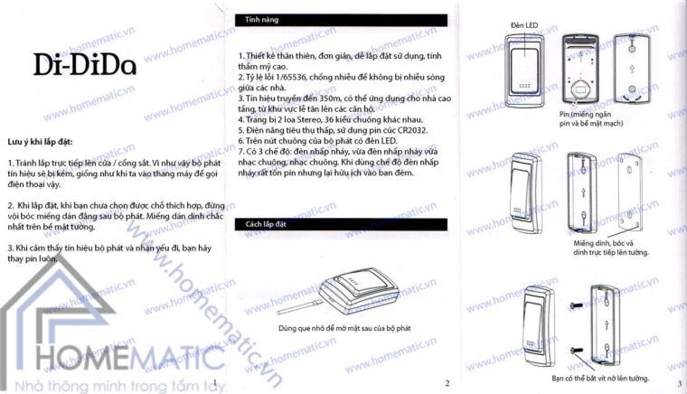 Chuông không dây kết hợp đồng hồ BY-911S