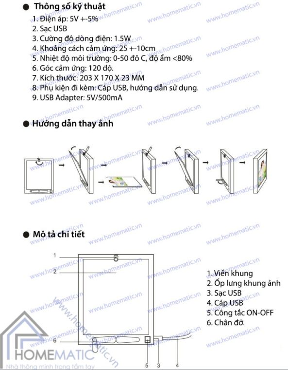 Khung ảnh gương cảm ứng chuyển động MRT-01