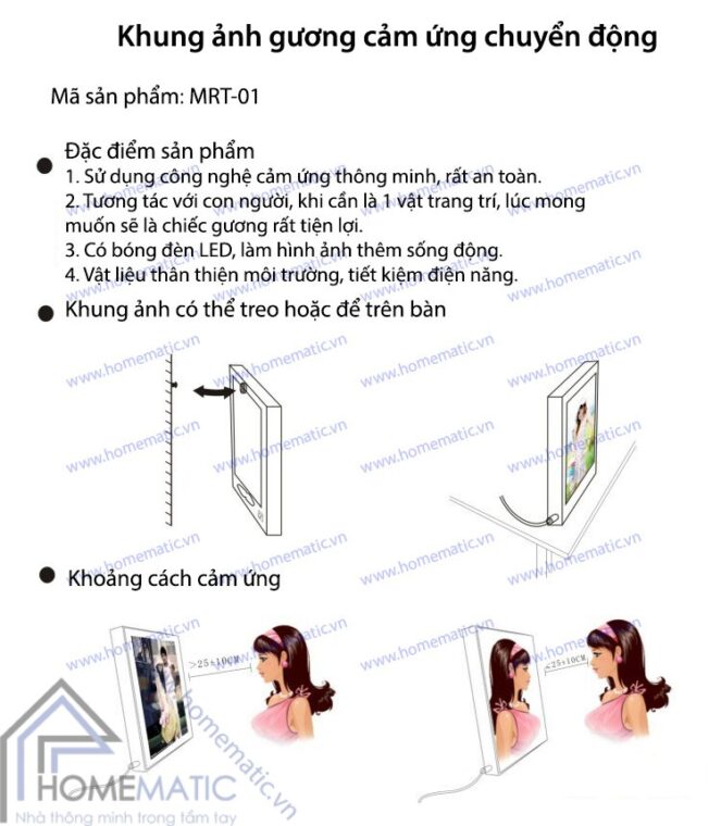 Khung ảnh gương cảm ứng chuyển động MRT-01