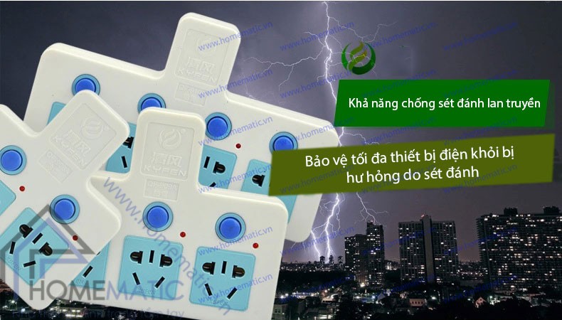 Ổ cắm mở rộng KYFEN USB QF-909C chống sét
