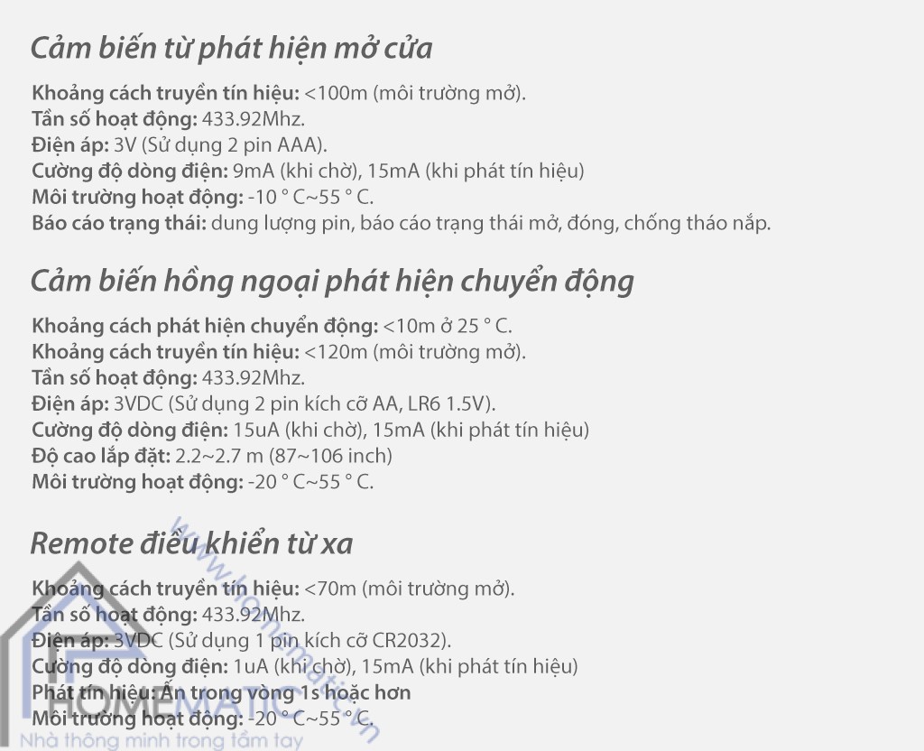 Thông số kỹ thuật S1C