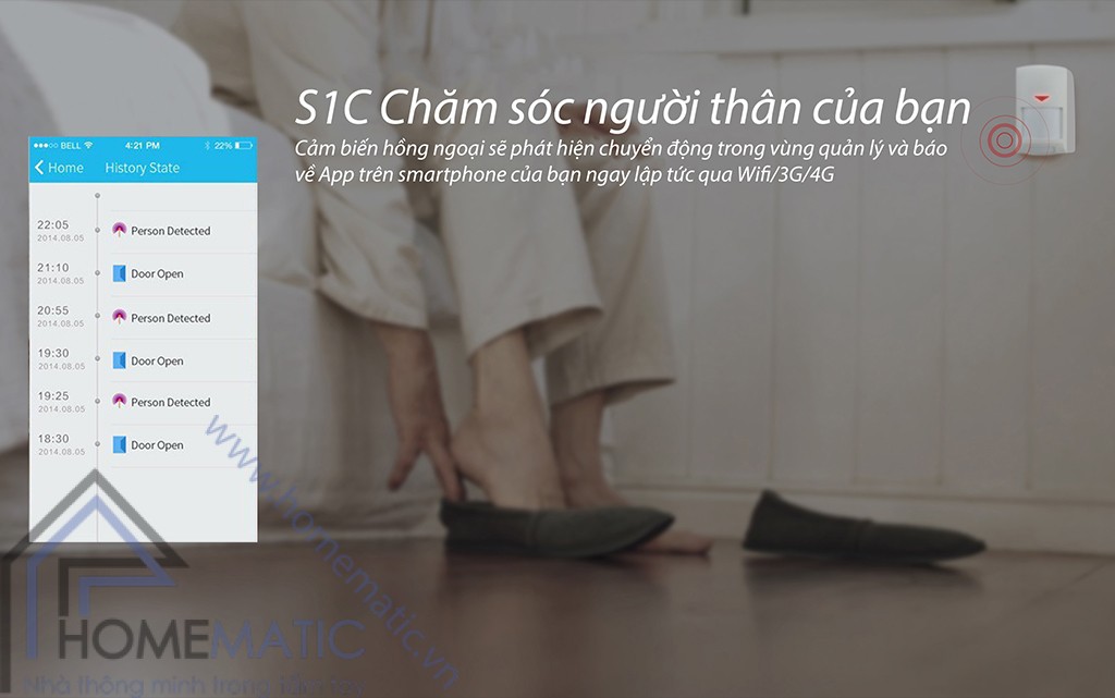 Trung tâm kiểm soát an ninh Broadlink Smartone S1C có thể báo cho bạn biết khi phát hiện chuyển động từ cảm biến
