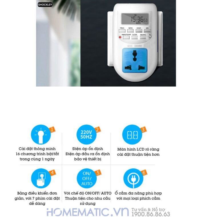 Ổ Cắm Hẹn Giờ điện Tử Bật, Tắt Tự động Al-06