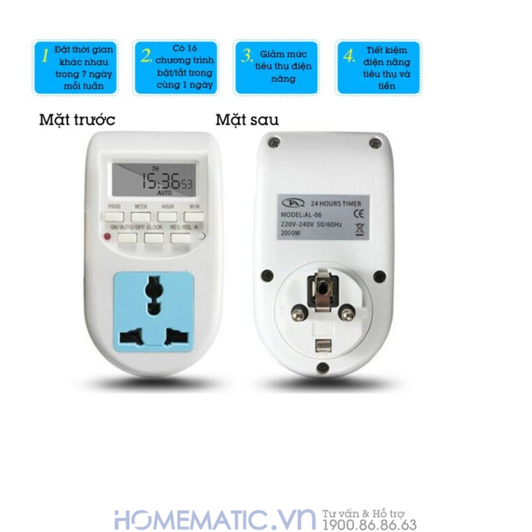 Ổ Cắm Hẹn Giờ điện Tử Bật, Tắt Tự động Al-06