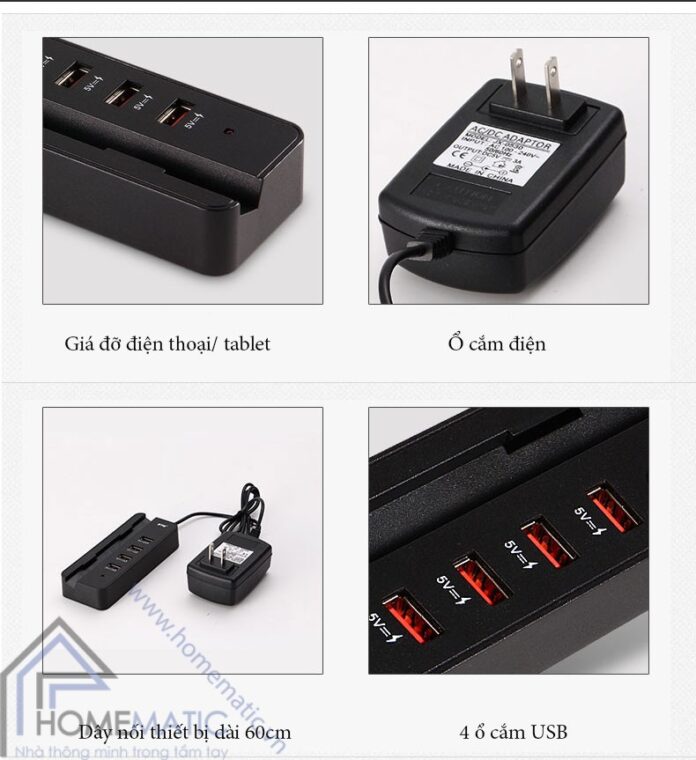 o cam sac usb 4 cong kiem gia do