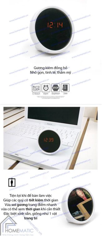 Gương kiêm đồng hồ