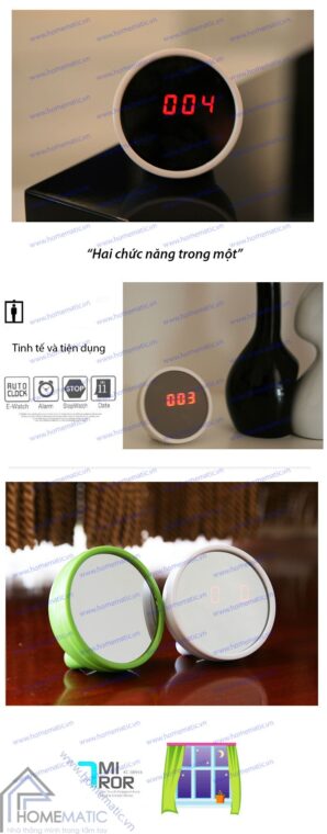 Gương kiêm đồng hồ