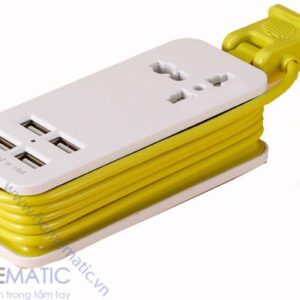 Ổ cắm sạc USB 4 cồng màu vàng