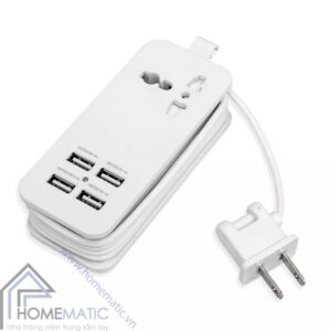 Ổ cắm sạc USB 4 cồng màu trắng
