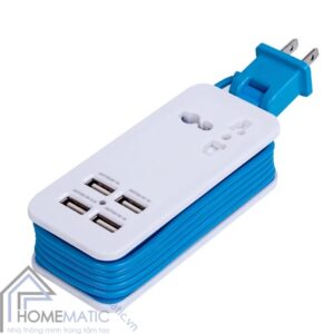 Ổ cắm sạc USB 4 cồng màu trắng
