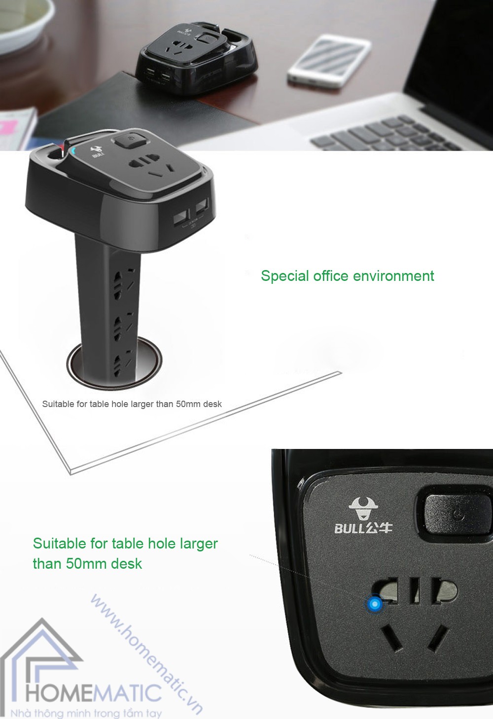 Ổ cắm dùng cho văn phòng Bull U2050