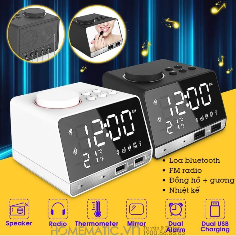 Đồng Hồ Báo Thức Kỹ Thuật Số Kiêm Cổng Sạc Usb Homtime K11