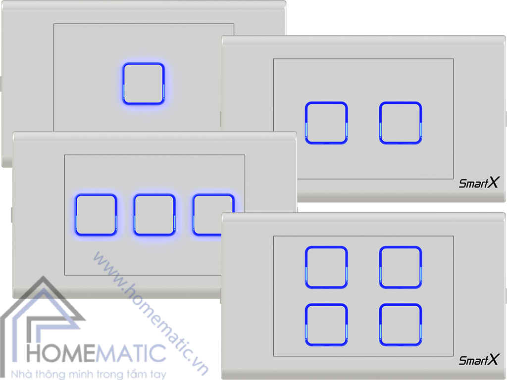 Công tắc điều khiển từ xa thông minh hỗ trợ 4 công tắc trên 1 mặt công tắc