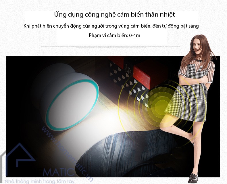 Đèn ngủ cảm biến tiết kiệm điện xoay 360 độ