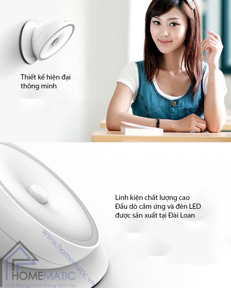 Đèn ngủ cảm biến tiết kiệm điện xoay 360 độ
