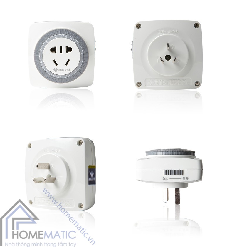 Ổ cắm hẹn giờ bật tắt liên tục 24h BULL GND- 2D