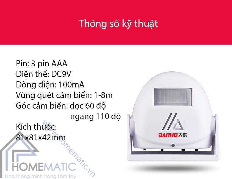 Chuông báo khách báo trộm cảm ứng chuyển động có remote 9915IR