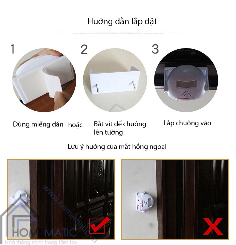 Chuông báo khách báo trộm cảm ứng chuyển động có remote 9915IR