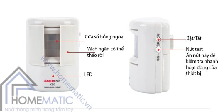 Chuông báo khách báo trộm cảm ứng chuyển động tầm xa DARHO X850
