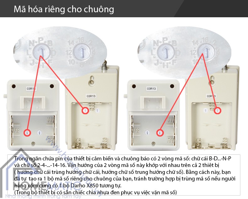 Chuông báo khách báo trộm cảm ứng chuyển động tầm xa DARHO X850 
