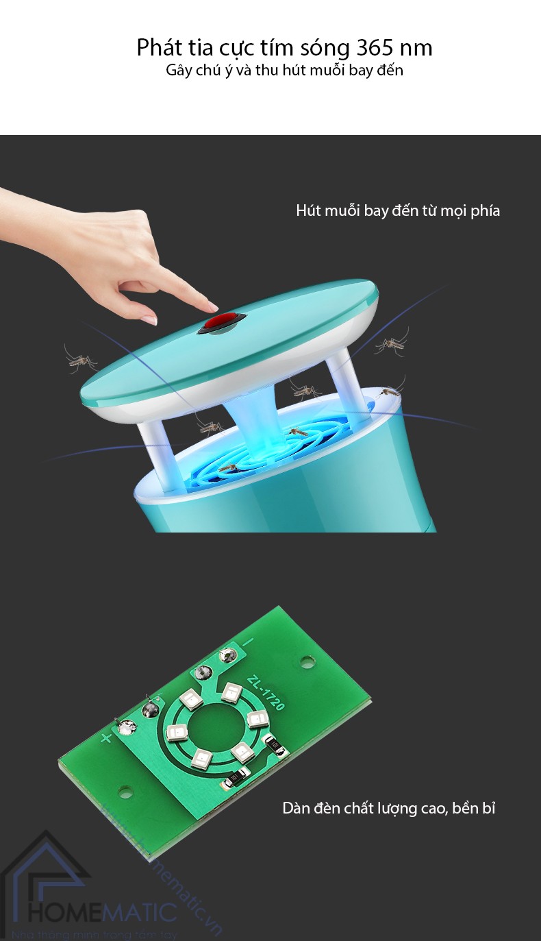 Đèn bắt muỗi Inhalant Mosquito 6 led RH1933