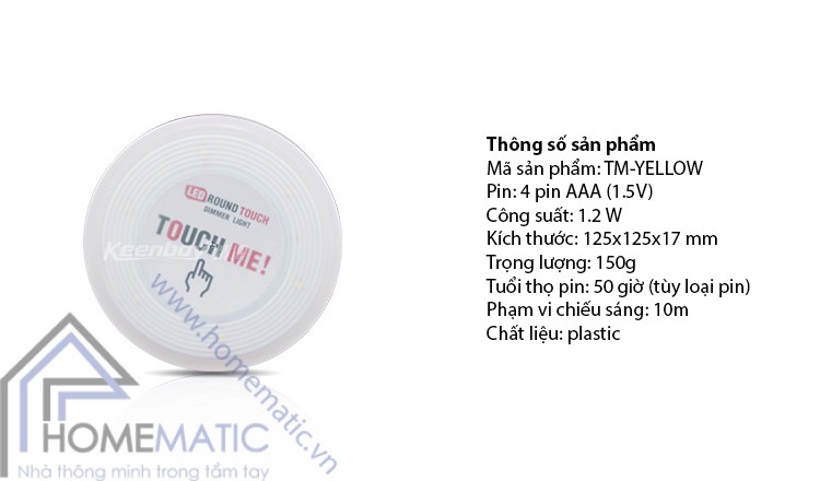 Đèn led cảm ứng chạm dimmer TOUCHME TM-YELLOW 