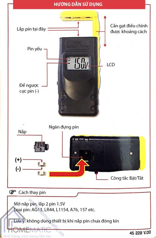 Máy kiểm tra pin 1,2V - 12V cao cấp MS-2283D