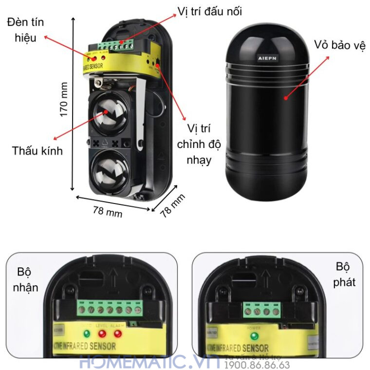 Hàng Rào Hồng Ngoại Báo động 2 Tia 100m Abt-100v2