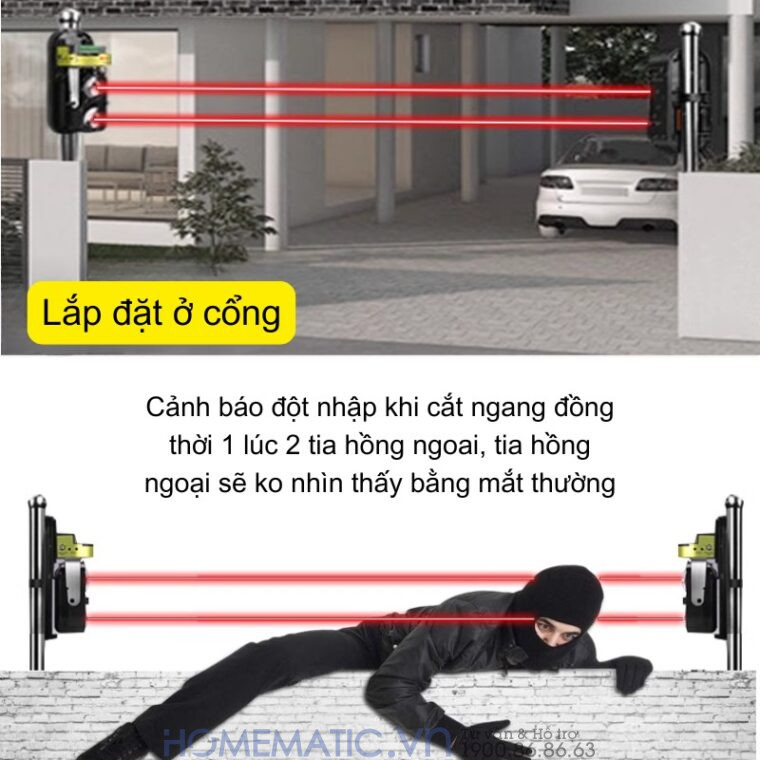 Hàng Rào Hồng Ngoại Báo động 2 Tia 100m Abt-100v2
