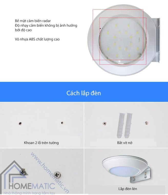 Đèn Led năng lượng mặt trời cảm biến chuyển động radar LGJ-1605