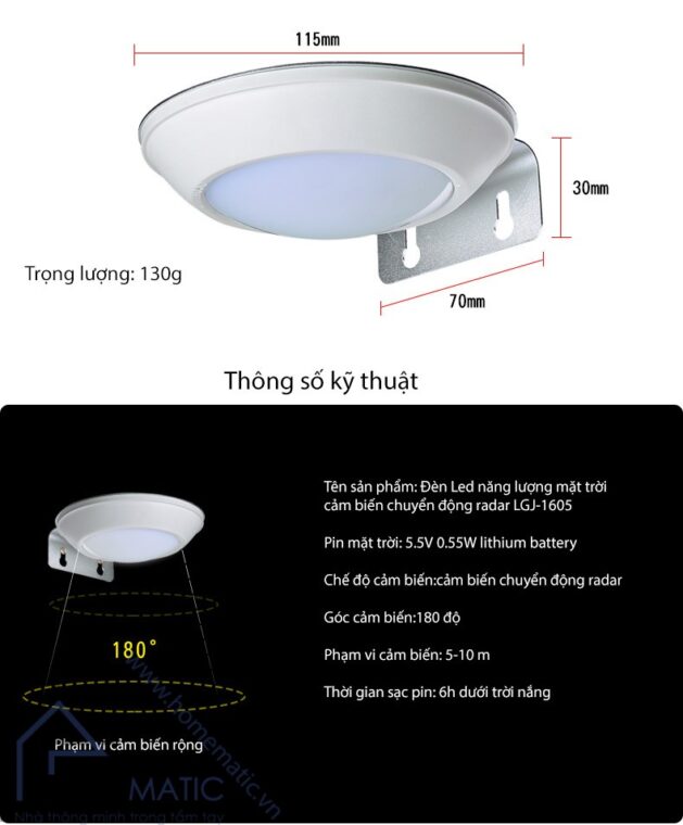 Đèn Led năng lượng mặt trời cảm biến chuyển động radar LGJ-1605
