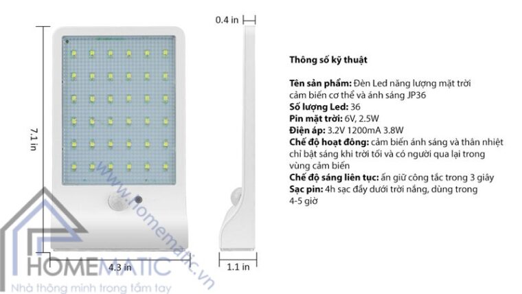 Đèn Led năng lượng mặt trời cảm biến cơ thể và ánh sáng JP36
