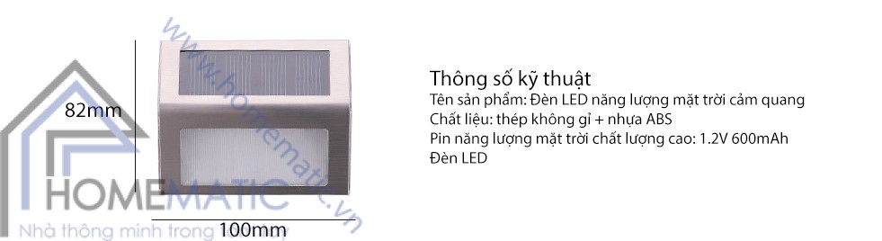Đèn LED năng lượng mặt trời cảm quang cầu thang, hành lang SLS1708I