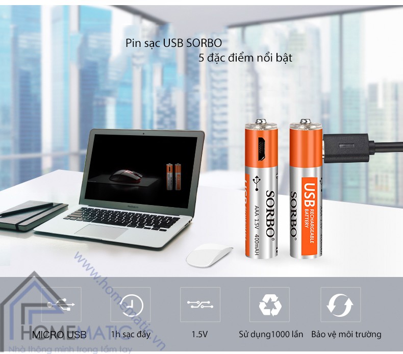 Pin sạc AAA micro usb SORBO SB2131-4