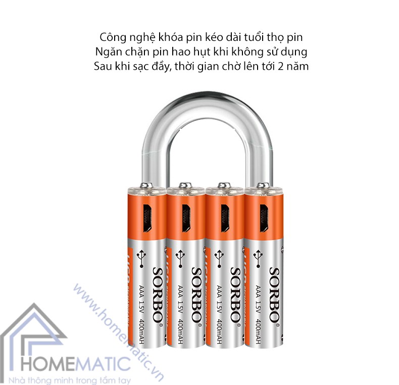 Pin sạc AAA micro usb SORBO SB2131-4