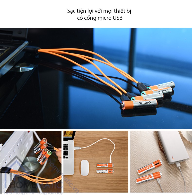 Pin sạc AAA micro usb SORBO SB2131-4
