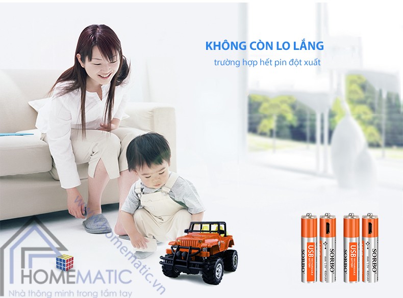 Pin sạc AAA micro usb SORBO SB2131-4