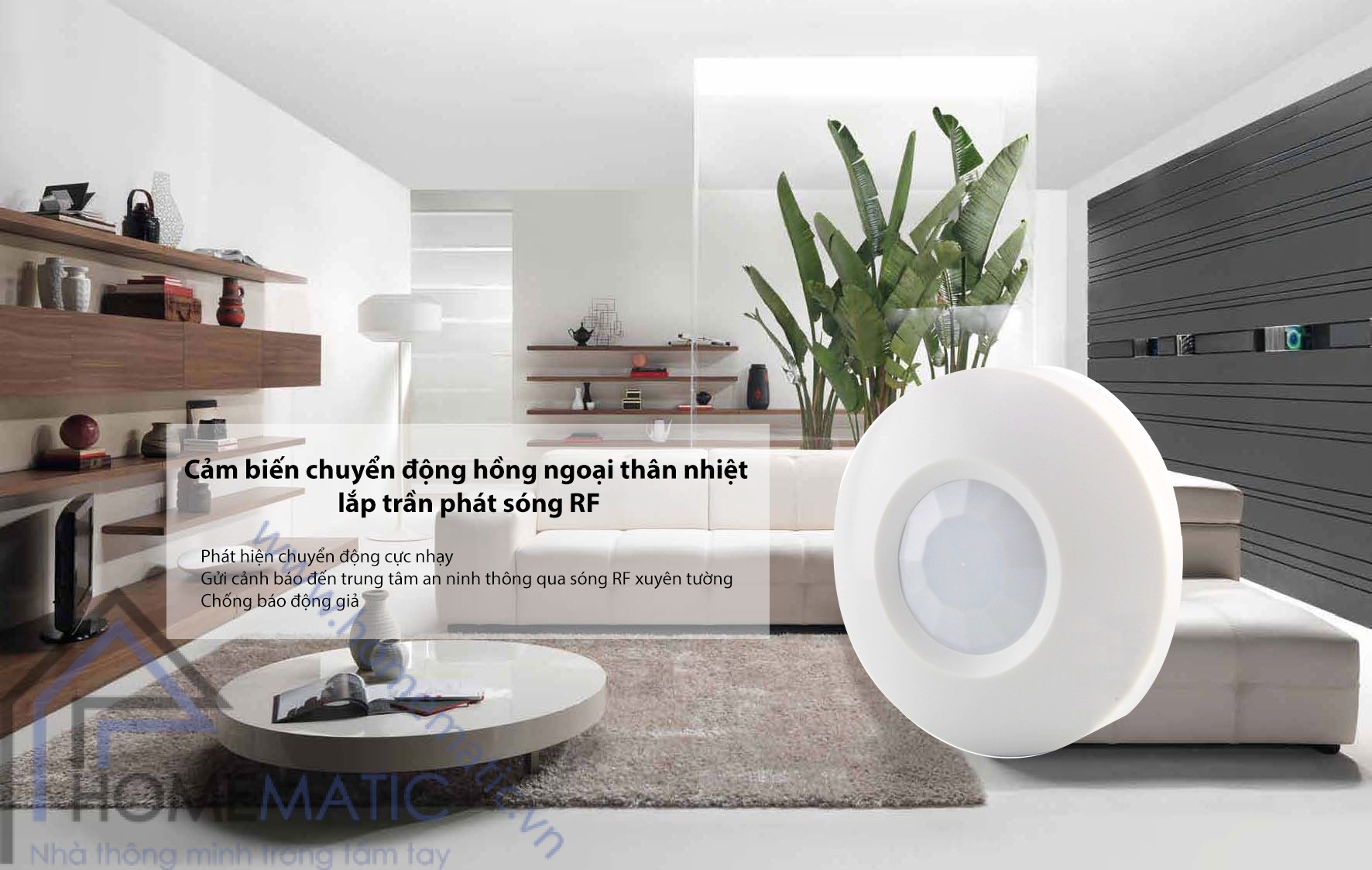 Cảm biến chuyển động hồng ngoại thân nhiệt lắp trần phát sóng RF PAX112