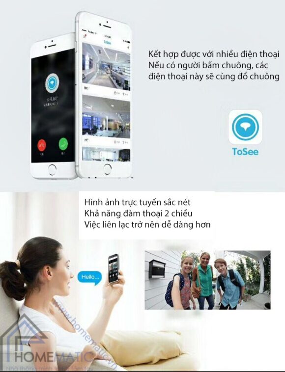 Chuông cửa có hình kết nối với điện thoại thông minh TOSEE TSE68